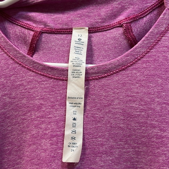 Lululemon Think Fast Heathered Ultra Violet / Ultra Violet sz12 snag on back - Picture 8 of 8